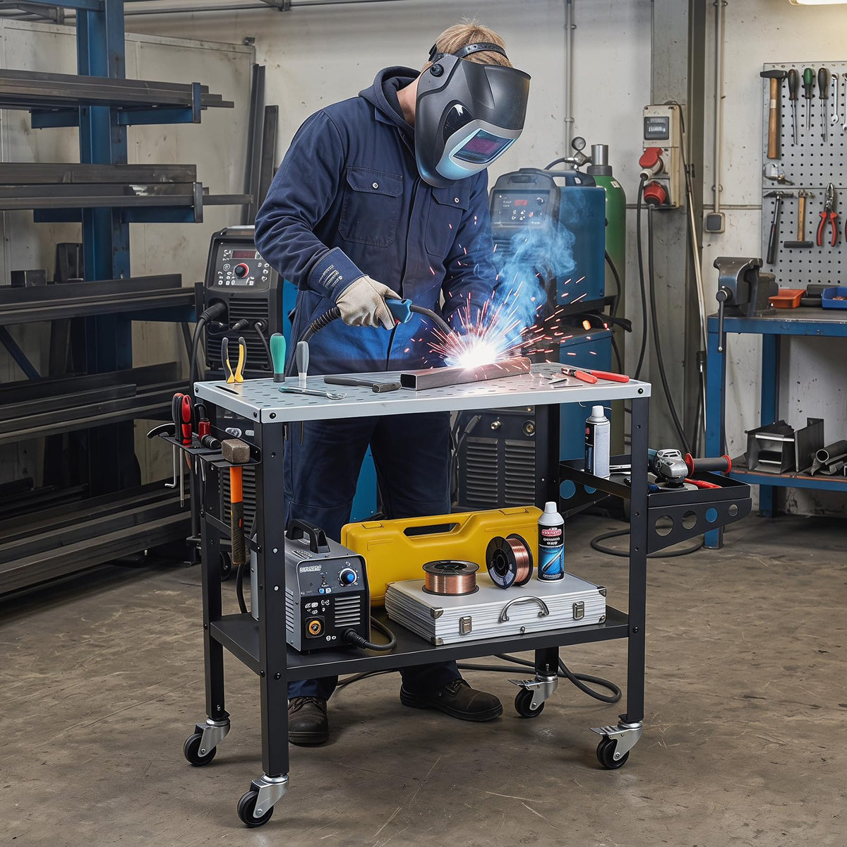 92cm x 46cm Welding Table with Tool Rack and Tray