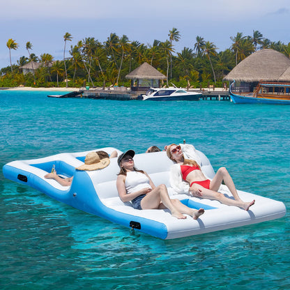 Inflatable Floating Island Lounge & Wading Combo Giant Pool Raft