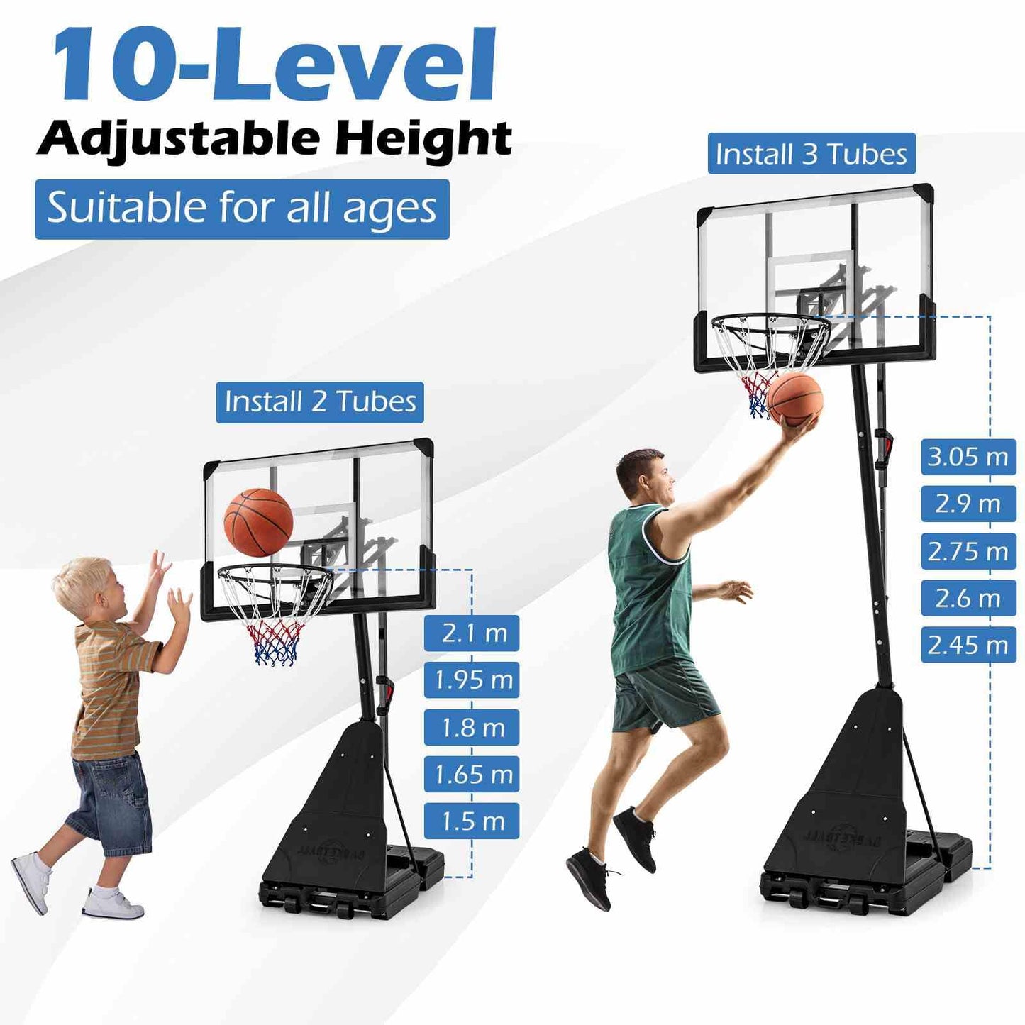 Portable Basketball Hoop for Kids Teens Adults