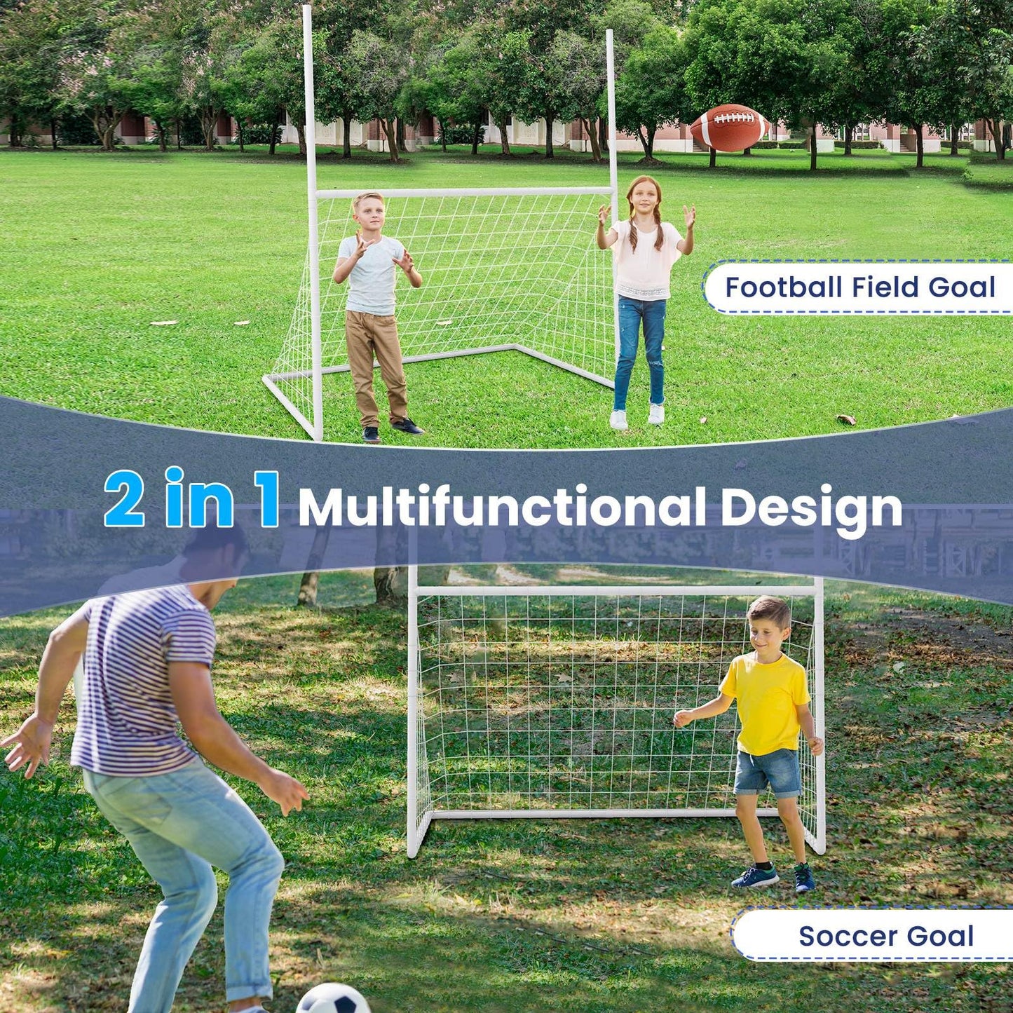 2 in 1 Backyard Football Net with PE Netting for Park