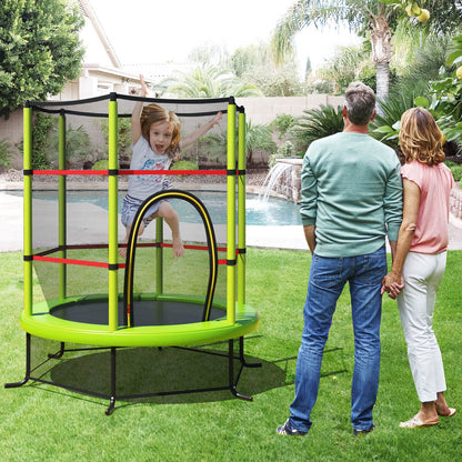 5.3FT Mini Kids Trampoline with 135kg Load Capacity & Enclosure Net