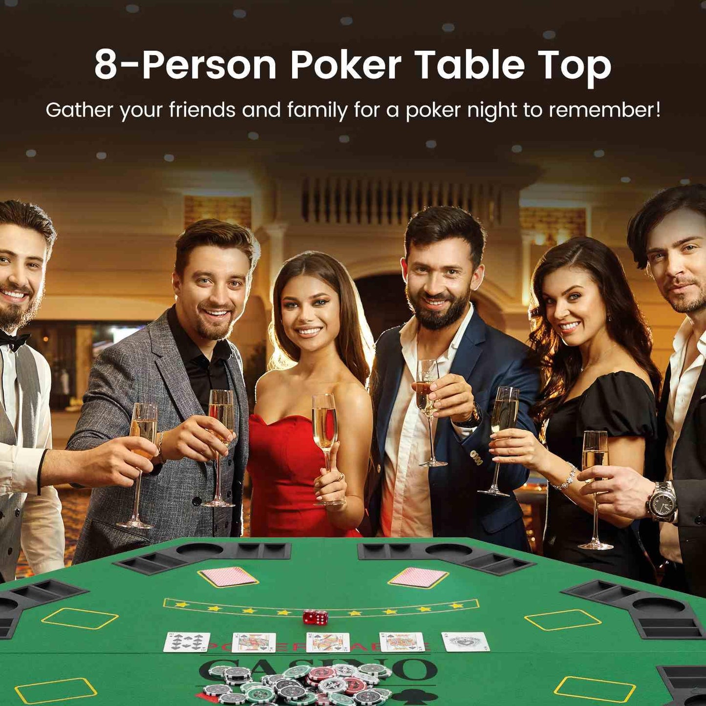1.2M Poker Table Top 8 Player Foldable Texas Holdem Poker Table Topper w/Carrying Bag