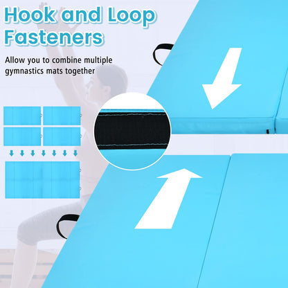 Folding Gymnastics Mat with Carrying Handles for Home Gym Fitness