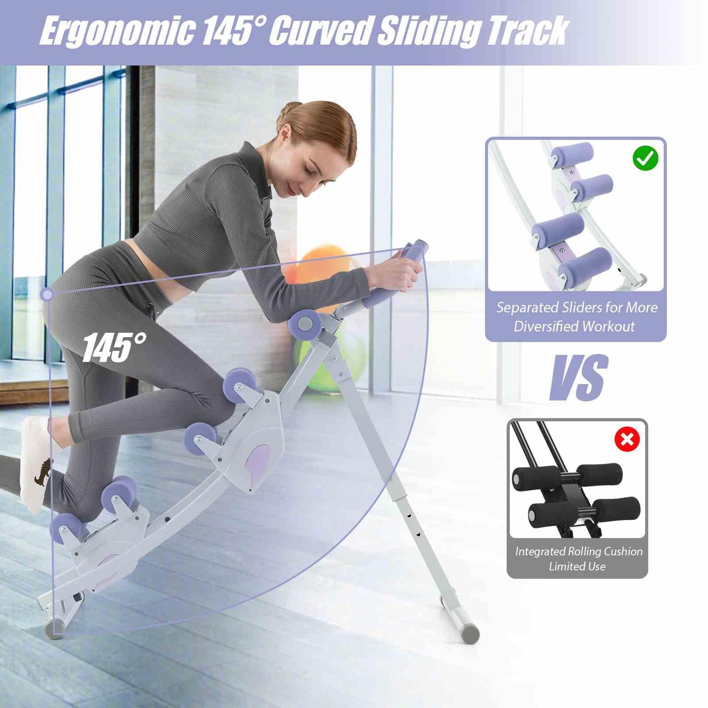 Foldable Core & Abdominal Workout Trainer with 4 Adjustable Heights