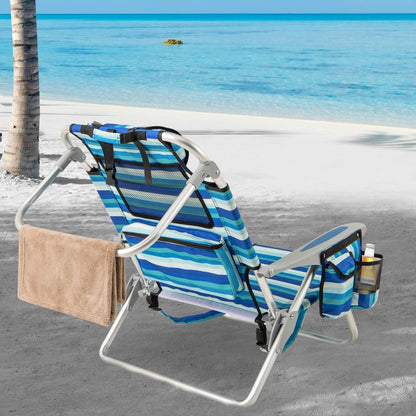 Folding Beach Chair for Adults with 4-Position Adjustable Backrest