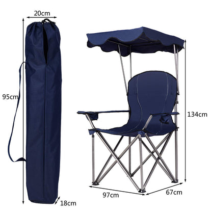 Folding Camping Chair with Adjustable Shade Canopy and Carrying Bag