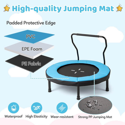 Trampoline with Foam Handlebar & Safety Pad for 3-6 Years Old Toddlers