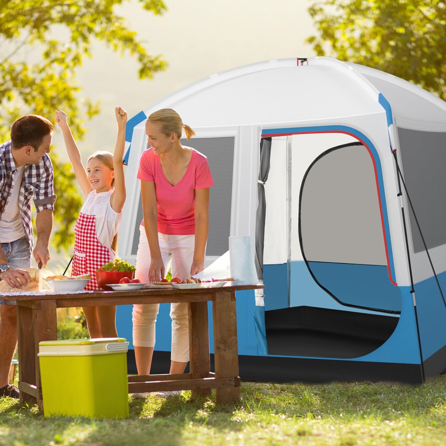 5 Person Camping Tent Waterproof Backpacking Tent w/Large Mesh Door