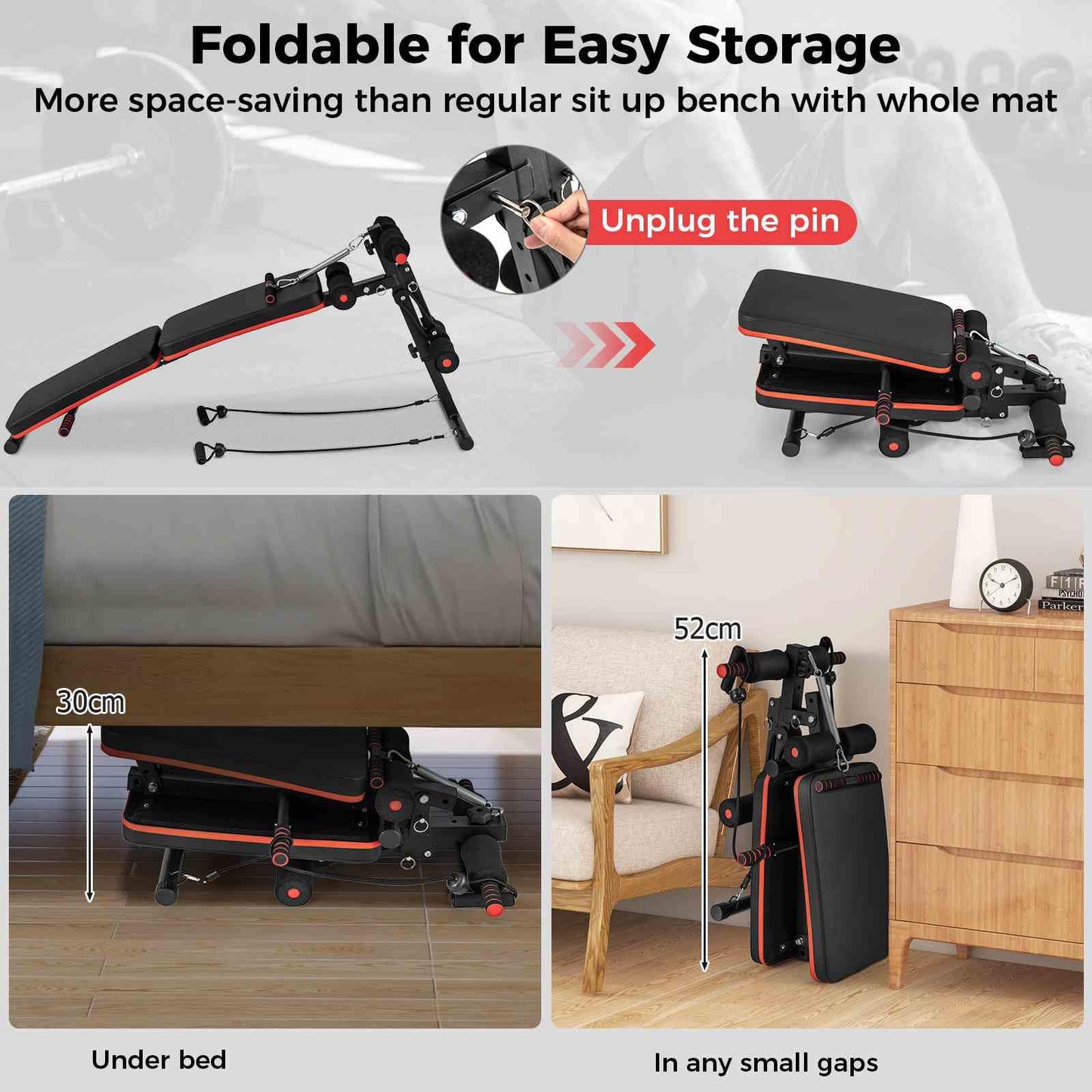 Multifunctional Sit up Bench 4 Position Adjustable Metal Workout Bench