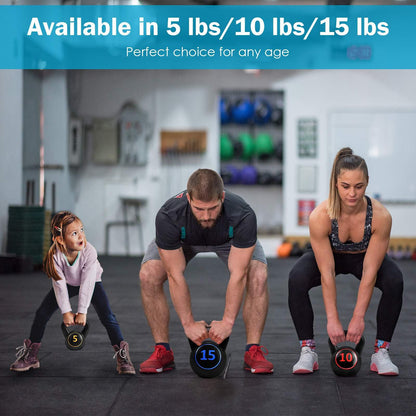 3 Pieces HDPE Coated Concrete Kettlebell Kit with Easy Grip Handle