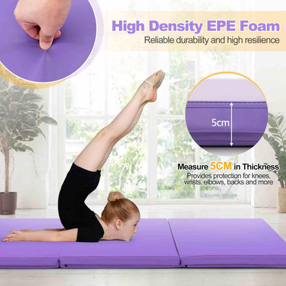 180 x 60 cm Portable 3-Fold Tumbling Mat with 2 Handles