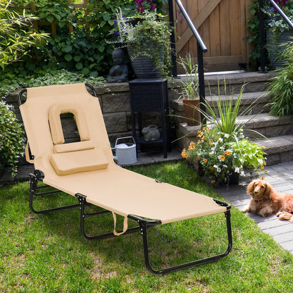 Reclining Beach Chair with Detachable Pillows for Outdoor