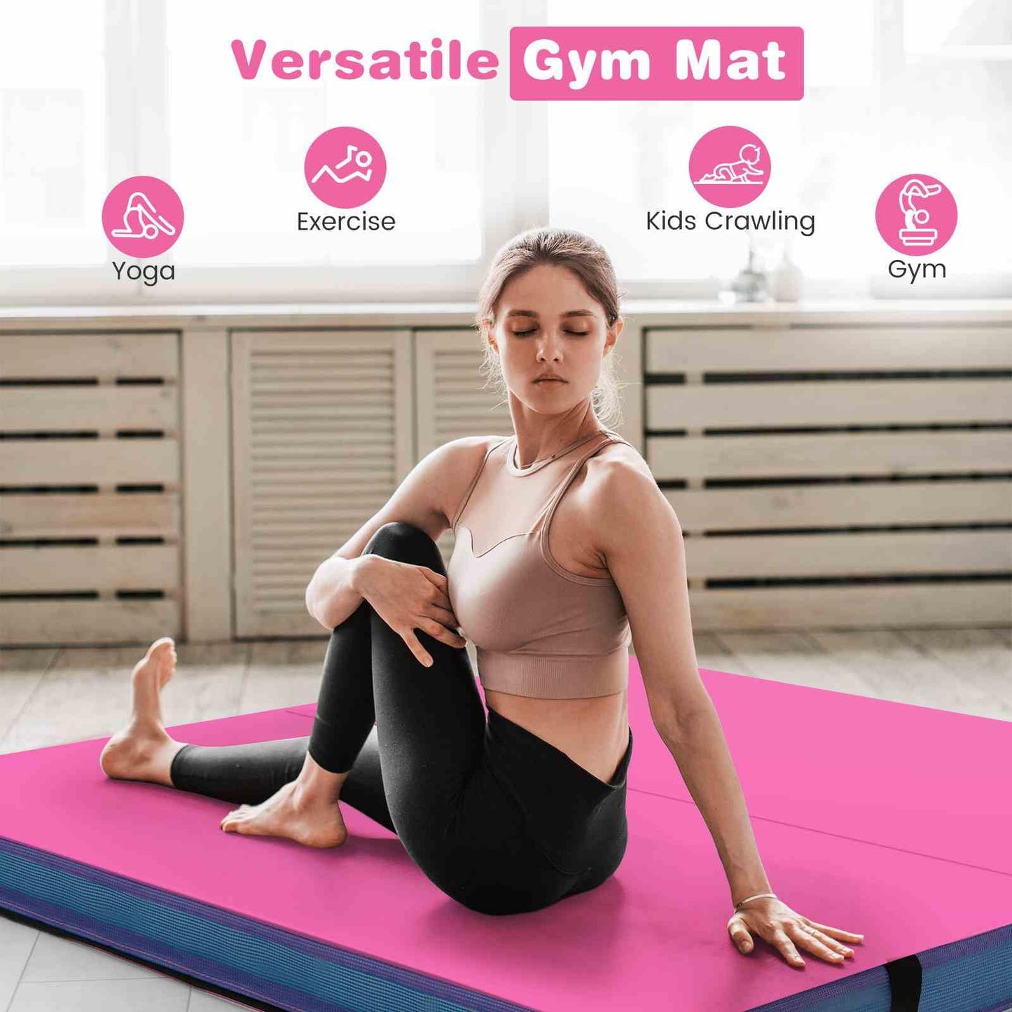 1.2m x 1.2m x 10cm Thick Bi-folding Gymnastics Tumbling Mat with PU Leather Cover