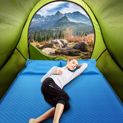 Self-Inflating Travel Mattress Self-Inflating Camping Pad w/Pillows for 2 Persons