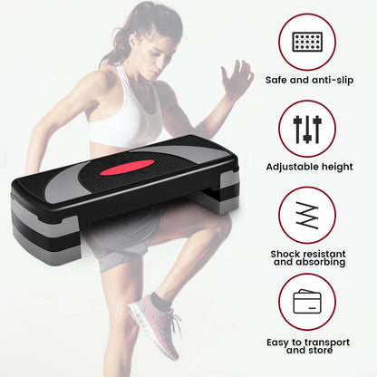 Fitness Aerobic Stepper with 10-15-20 CM Adjustable Risers