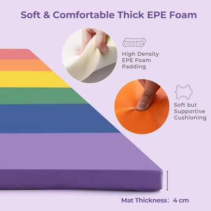 Tri-Fold Thick Tumbling Mat 180 cm x 120 cm x 4 cm with Hook & Loop Fasteners