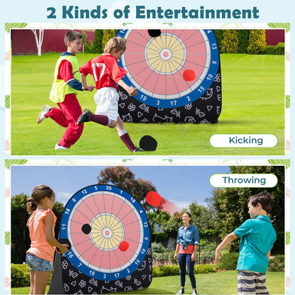 Foldable & Portable Dartboard with 4 Kick Balls Carrying Bag for Kids