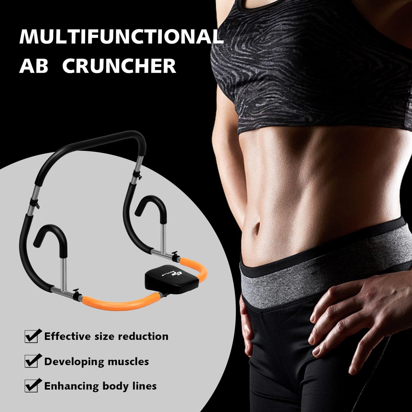 Ab Cruncher Machine Portable Ab Mat Trainer with Padded Headrest for Core Muscle Strength Sit Up Training