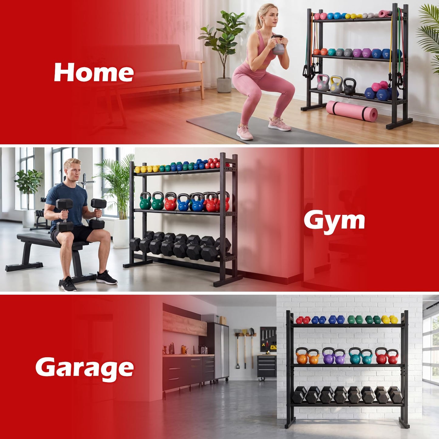 Heavy-Duty Adjustable Weight Rack Stand for Home Gym