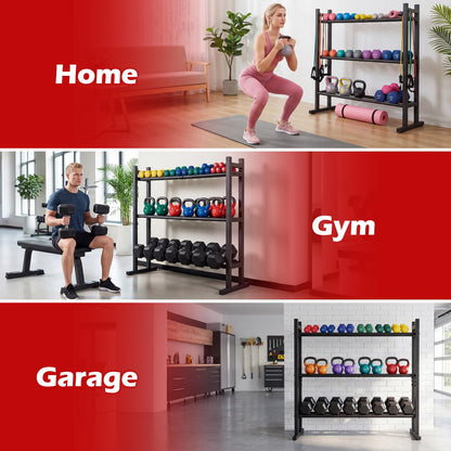 Heavy-Duty Adjustable Weight Rack Stand for Home Gym