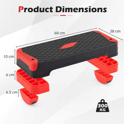 3-in-1 Aerobic Step Platform Set, 300 KG Adjustable Workout Stepper with 2 Stackable Risers