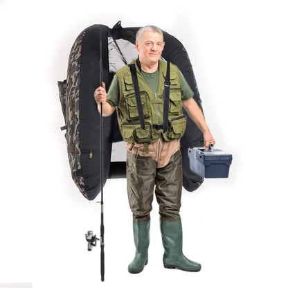 Inflatable Fishing Float Tube with Inflatable Seat Adjustable Backrest