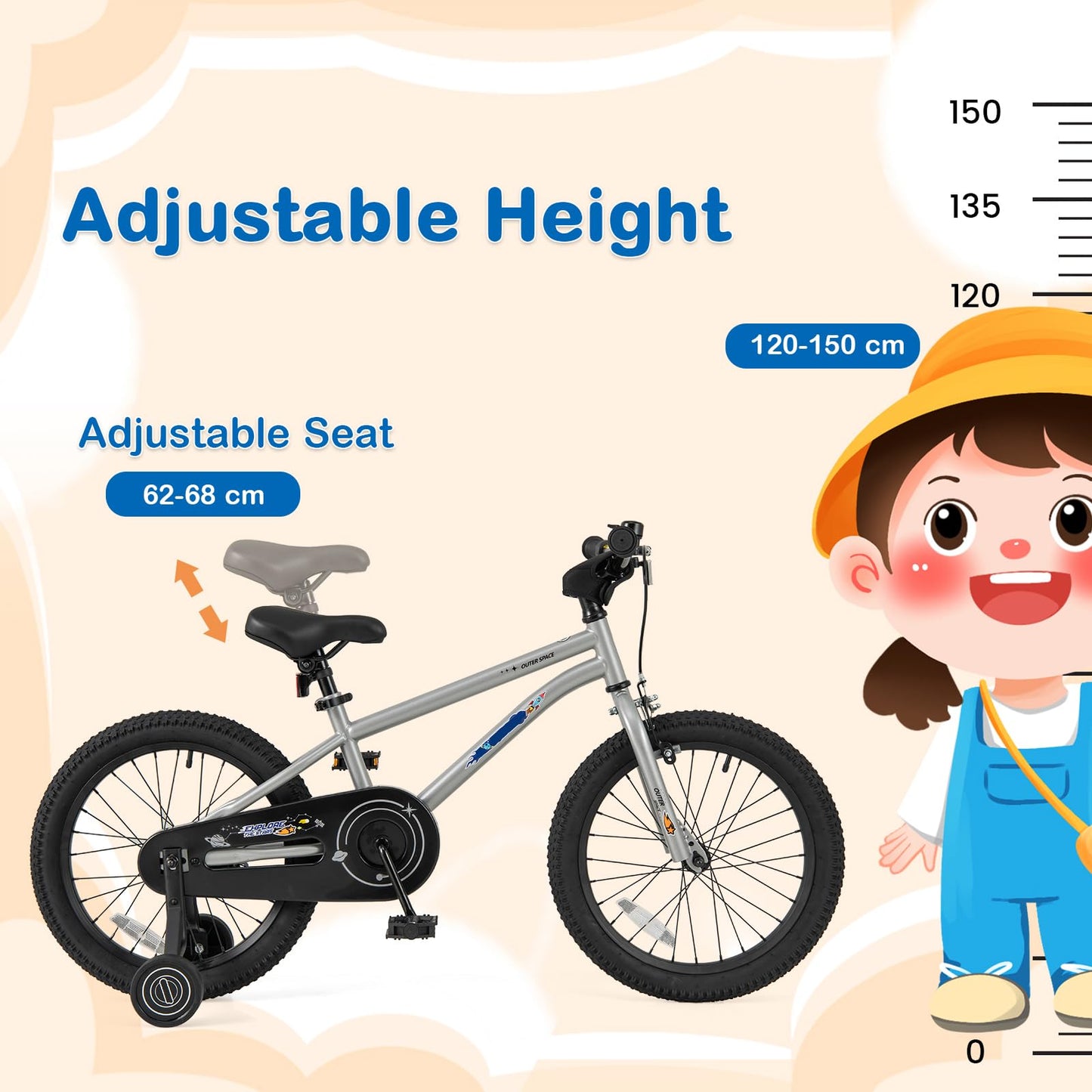 Kids Bike for 4-7 Years Old Sport Bicycle Adjustable with Training Wheels