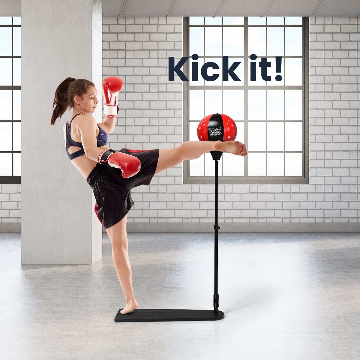 Inflatable Boxing Ball with Boxing Gloves & Air Pump & Stand