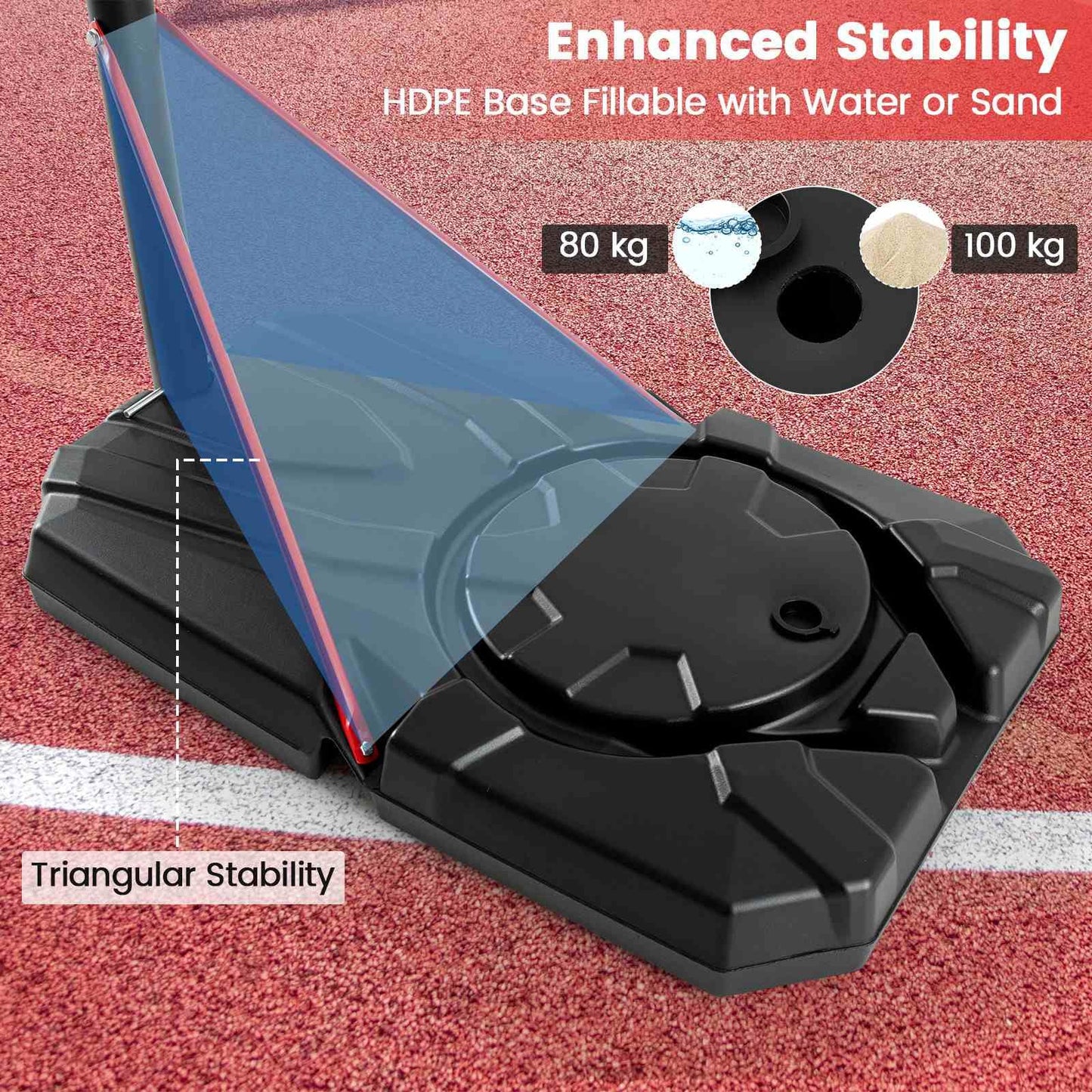 Portable Basketball Hoop with 110cm Shatterproof Backboard