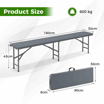 180cm Outdoor Plastic Folding Bench with Handle and Lock