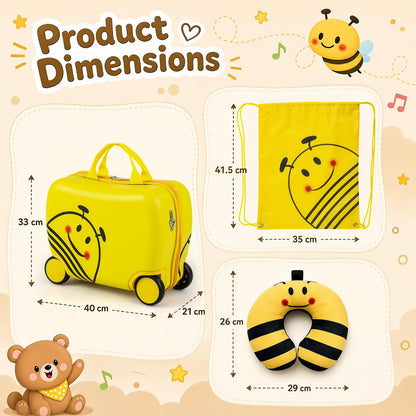 3-Piece Kids Carry-on Luggage Set with Headrest and Backpack