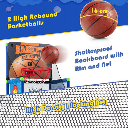 2-in-1 Kids Basketball Arcade Game Indoor Outdoor Basketball & Sticky Balls Game Set