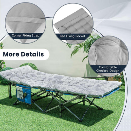 195 x 74 x 7 CM Thickened Recliner Cushion with 4 Fixing Straps, Bed Fixing Pocke