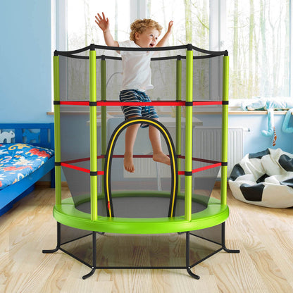 5.3FT Mini Kids Trampoline with 135kg Load Capacity & Enclosure Net