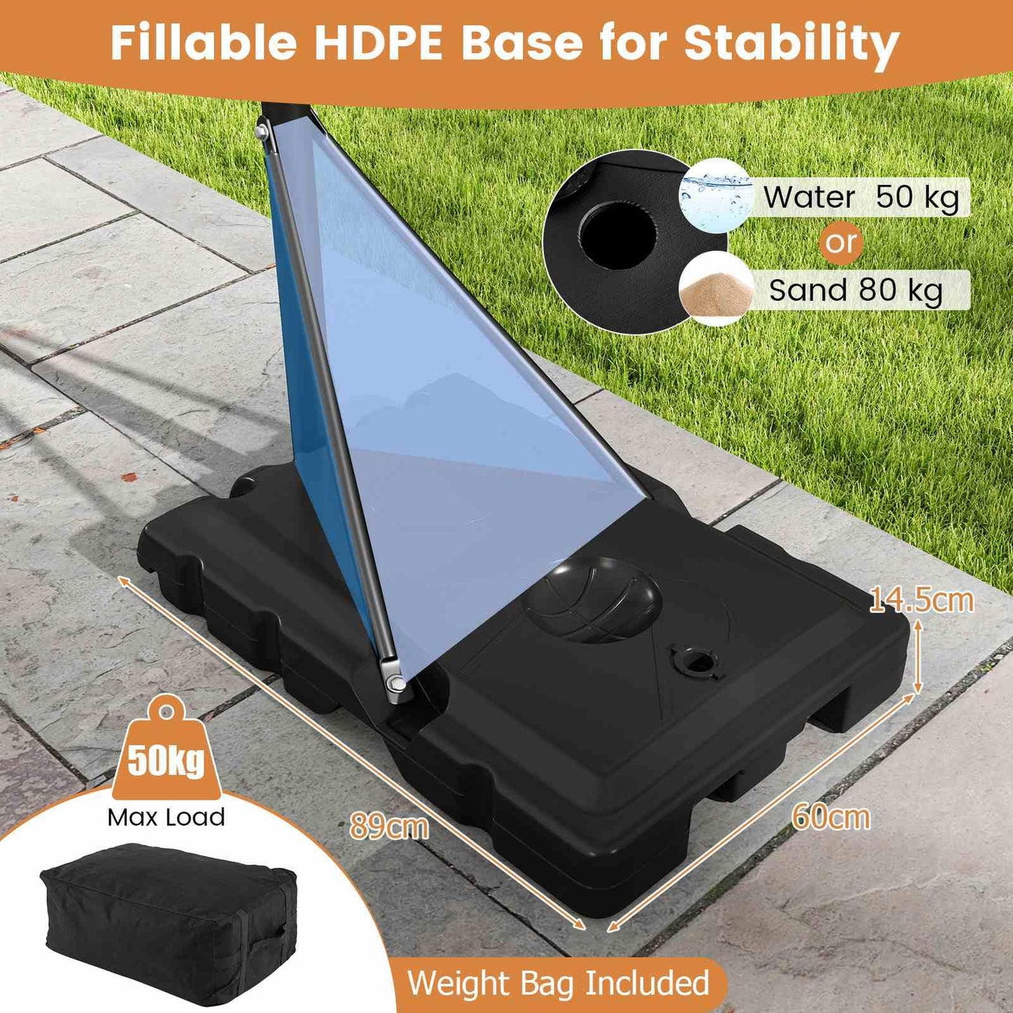 Portable Basketball Hoop with Impact Resistant Backboard & Fillable Base for Poolside