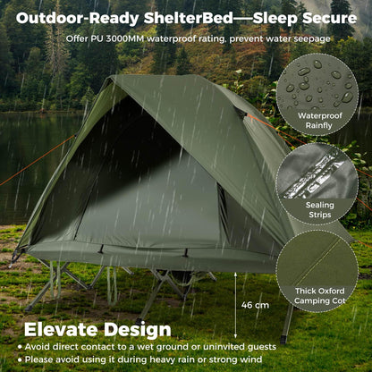2-Person Camping Cot Tent Foldable Off-Ground Camping Combo for Adults