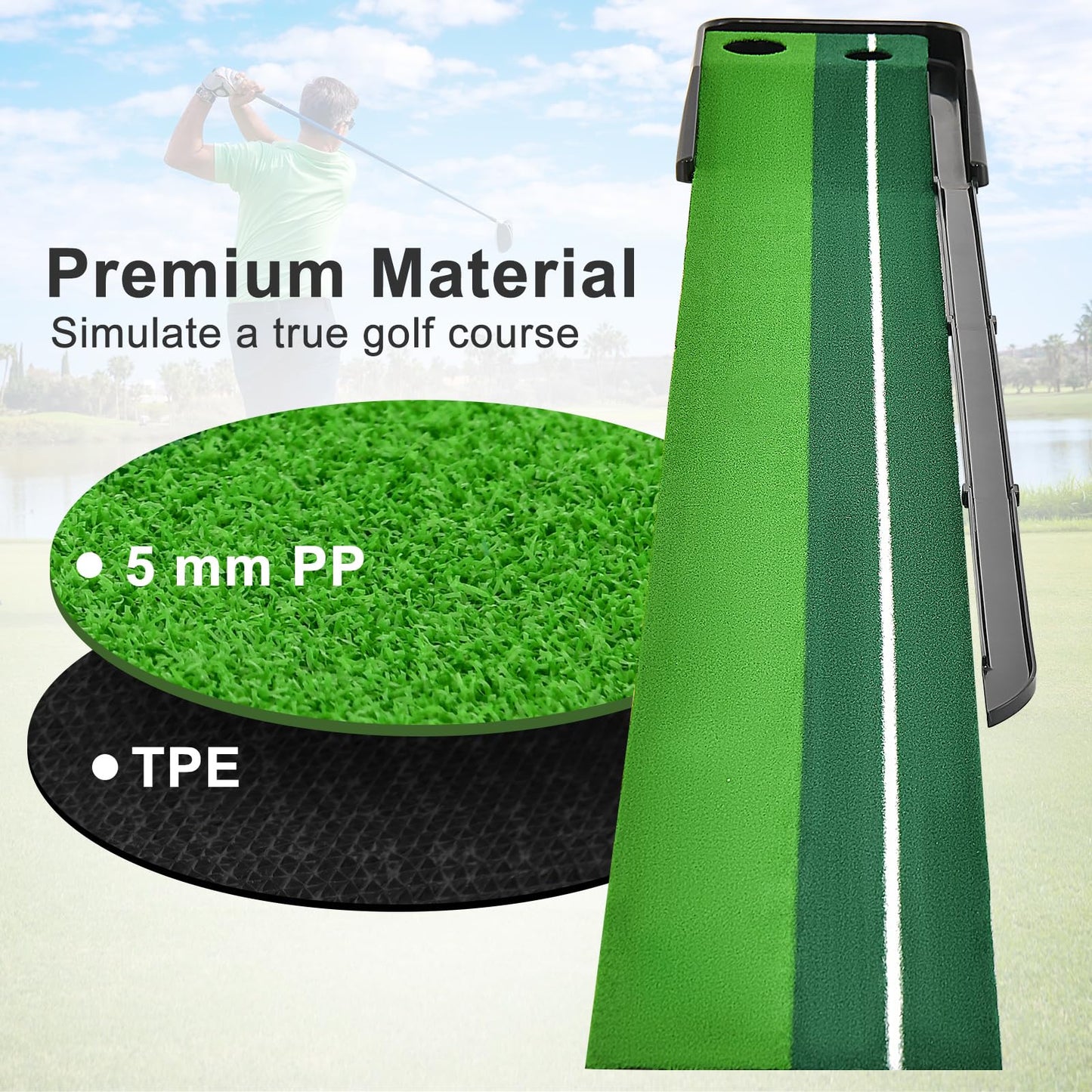 250 CM Putting Green Premium Golf Practice Turf with Simulate Grass Turf