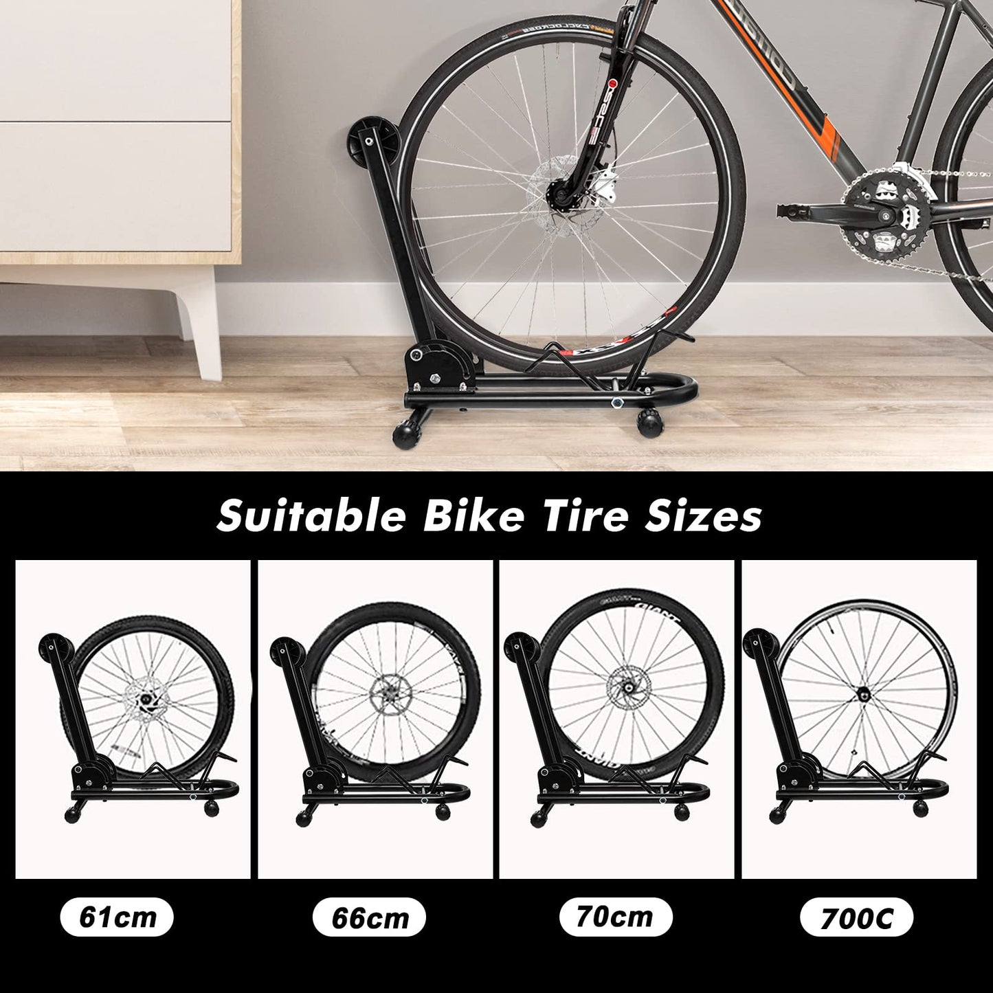 Foldable Bike Storage Stand for 61-70 cm 700C Mountain and Road Bike