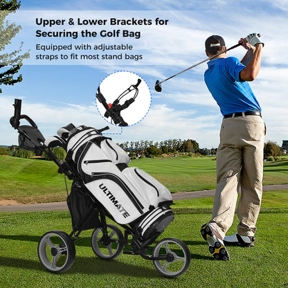 Golf Push Pull Cart Lightweight 3 Wheels Golf Push Cart