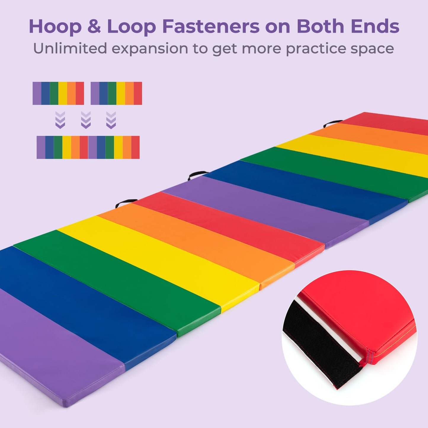 Tri-Fold Thick Tumbling Mat 180 cm x 120 cm x 4 cm with Hook & Loop Fasteners