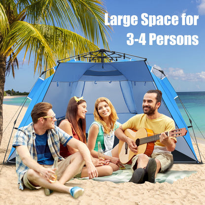 Instant Pop-up Beach Tent for 3-4 Persons Windproof Sunshade Canopy Cabana