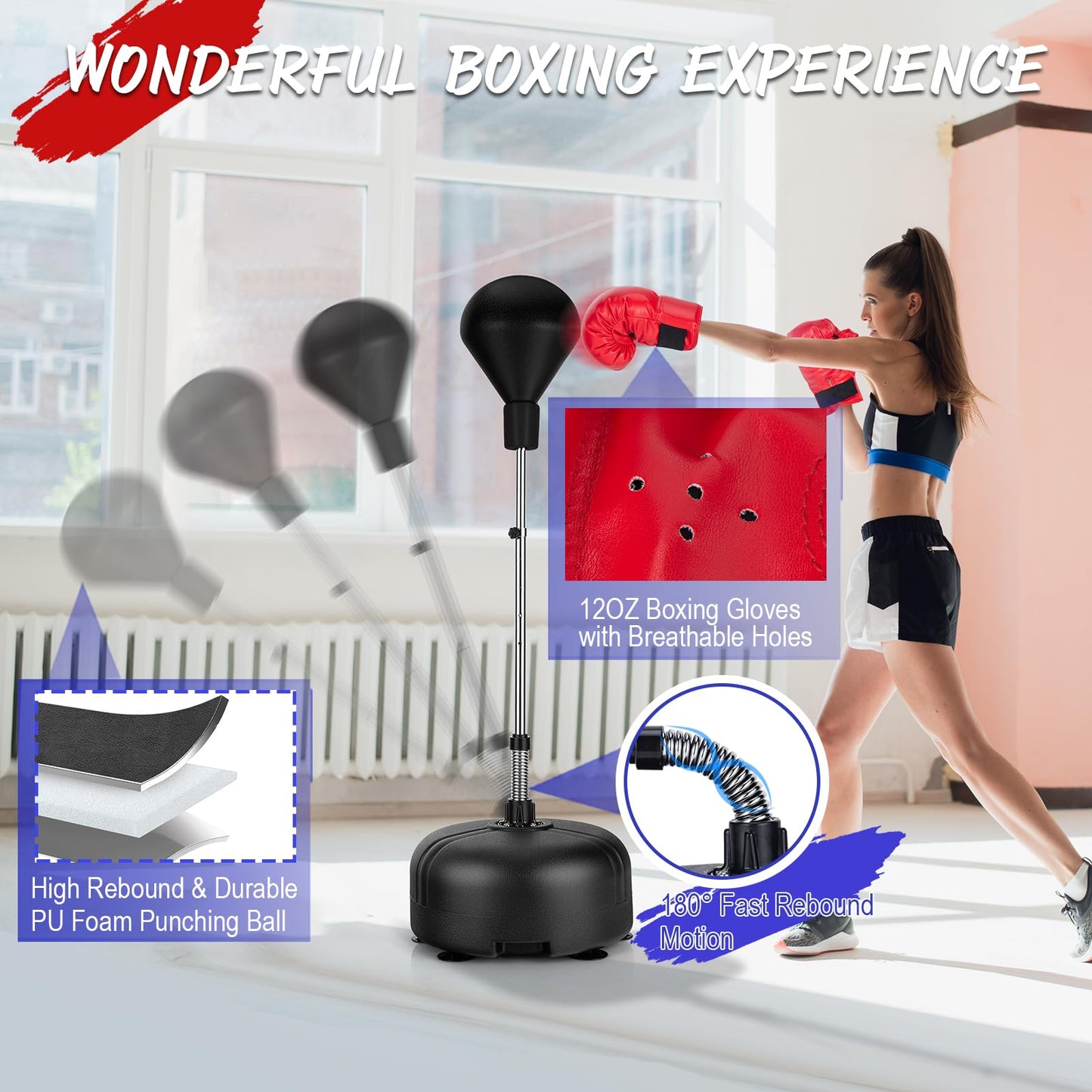 Punching Bag with Stand Speed Bag for Adults Kids