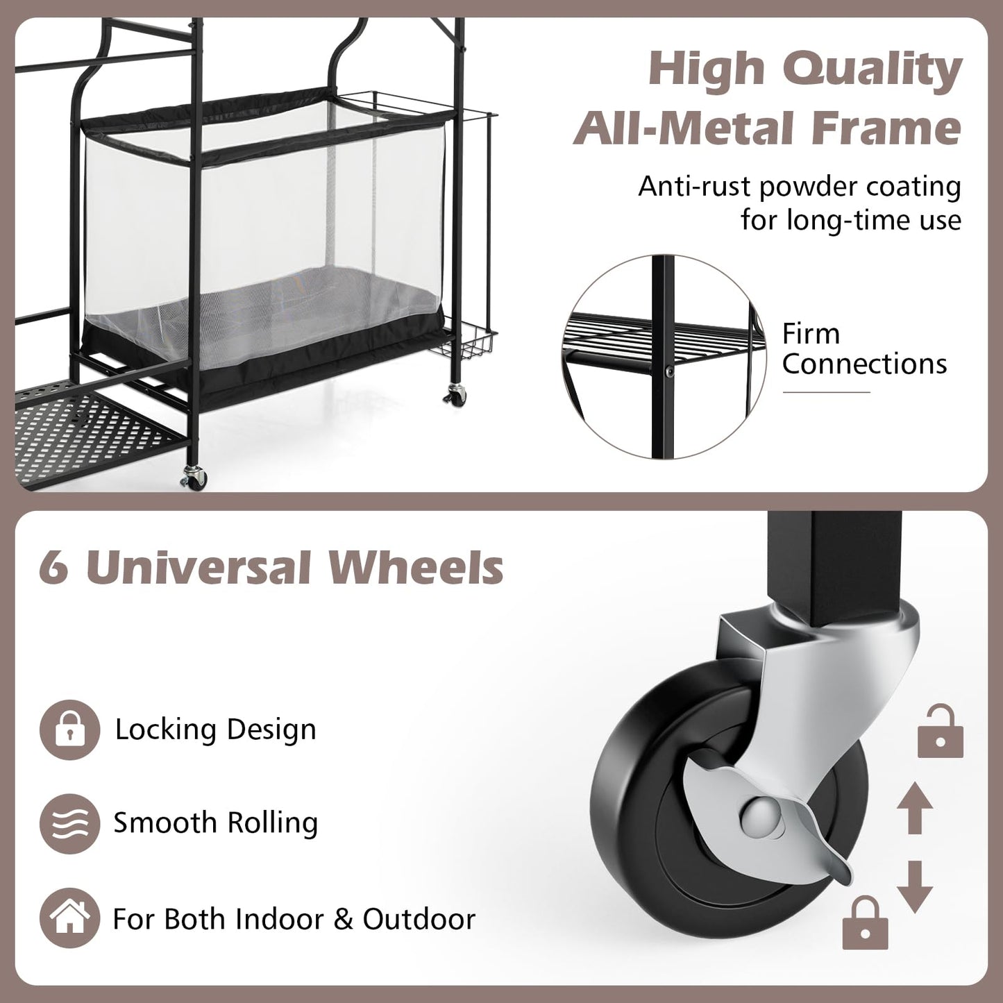 Sports Equipment Organizer for Garage Metal Ball Storage Rack