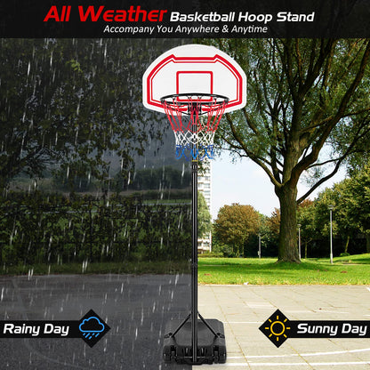 Height Adjustable Basketball System with 2 Nets Fillable Base 2 Built-in Wheels