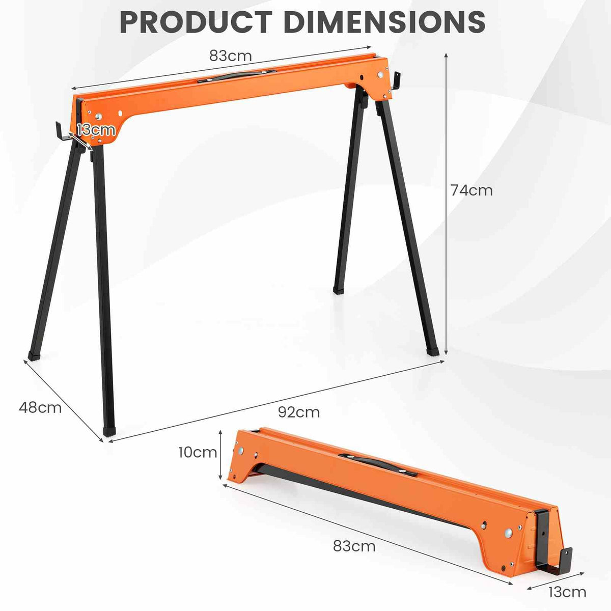 Pack of 2 Folding Sawhorses with Convenient Handle and Lightweight Tool Stands