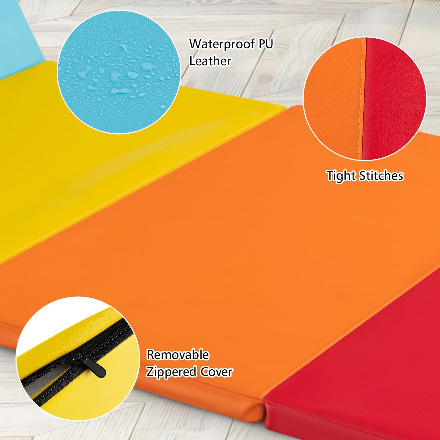 200 cm x 75 cm Tumbling Mat for Kids Portable & Lightweight PU Leather Exercise Mat