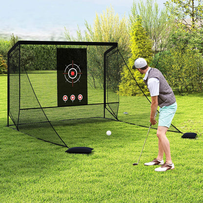 Golf Practice Hitting Net with Dual Side Barriers and Target Cloth