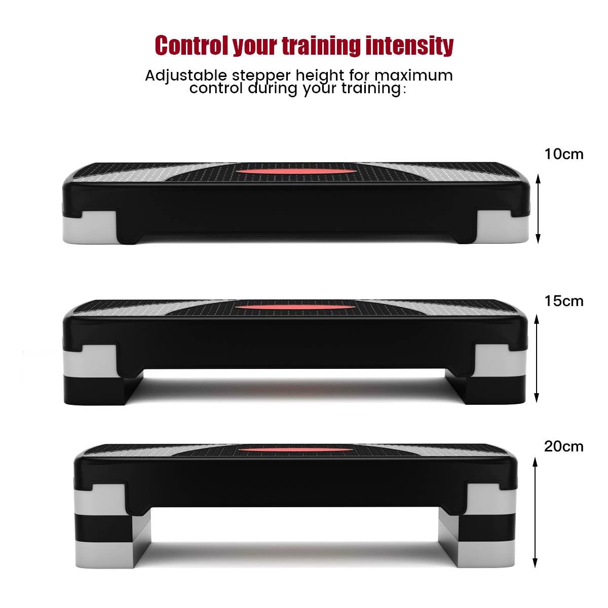 Fitness Aerobic Stepper with 10-15-20 CM Adjustable Risers