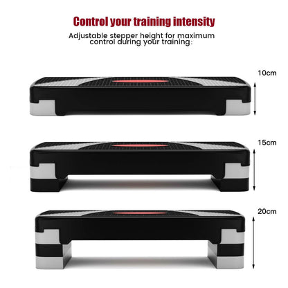 Fitness Aerobic Stepper with 10-15-20 CM Adjustable Risers