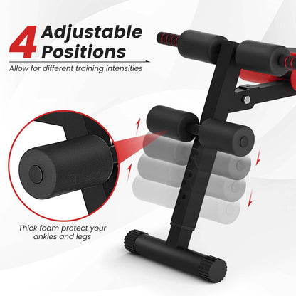 Foldable Adjustable Sit-Up Bench with Crunch Handles